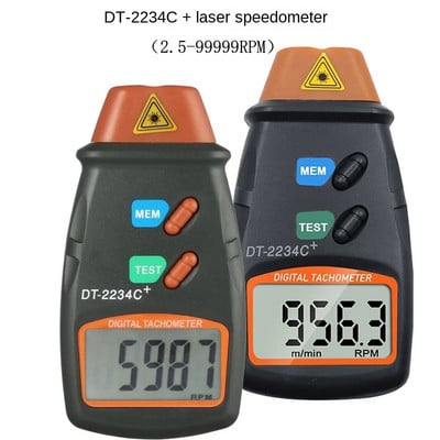 DT2234C+ LCD portabil LCD digital mini tahometru foto laser fără contact cu sac pentru măsurarea vitezei RPM Instrument vitezometru