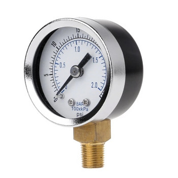 Βοηθητικό μανόμετρο 0-30psi 0-2bar Υδραυλικό μανόμετρο χαμηλής πίεσης Μανόμετρο πίεσης διπλής κλίμακας 1/8\