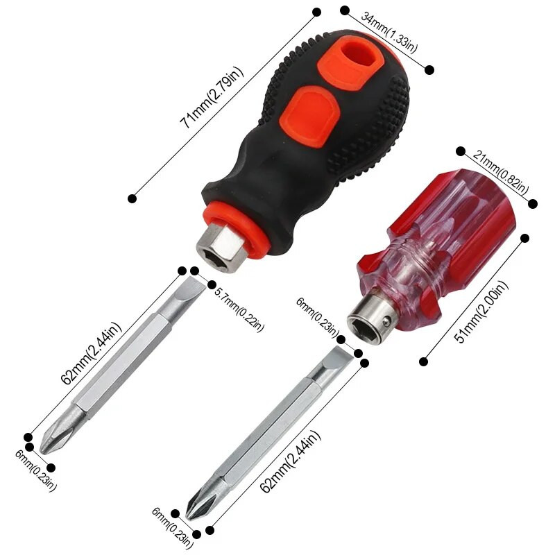 Odvijač Vijak s glavom rotkvice Mini mali prijenosni odvijač Ručka Alati za popravak Pribor Čegrtaljka Križić