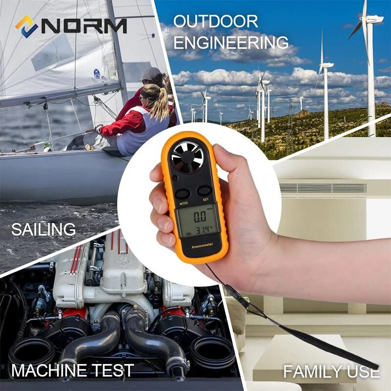 Skaitmeninis anemometro matavimo įrankis Vėjo greičio matuoklis iki 30 m/s su LCD