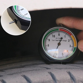 Универсален уред за измерване на дълбочината на автомобилните колела 0-11 мм Дълбокомер на протектора на гумите Индикатор за дълбочина Уред за измерване на мотоциклет, ремарке, микробус