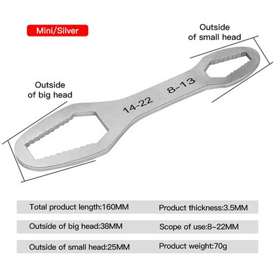 8-22 mm-es univerzális Torx csavarkulcs, önfeszítő, állítható üvegkulcs, csavarkulcs, kétfejű, torx-kulcsos kéziszerszámok gyári használatra