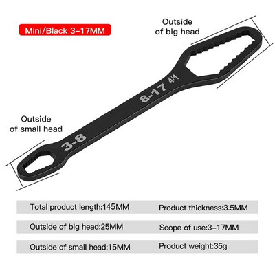 8-22 mm-es univerzális Torx csavarkulcs, önfeszítő, állítható üvegkulcs, csavarkulcs, kétfejű, torx-kulcsos kéziszerszámok gyári használatra