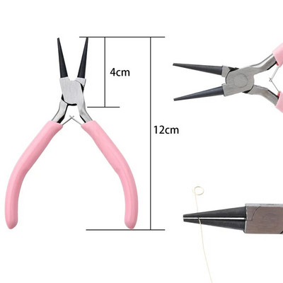 Clește de cupru Clește de bijuterii Set de instrumente pentru fabricare Accesorii Foarfece Pensete Deschizător Inel Tăiere sârmă Îndoire Set pensete croșetate