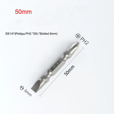 1kom dvoglavi odvijač Magnetic PH2 Phillips Cross i 6 mm ravni odvijač odvijač 50/65/100/150/200 mm duljine