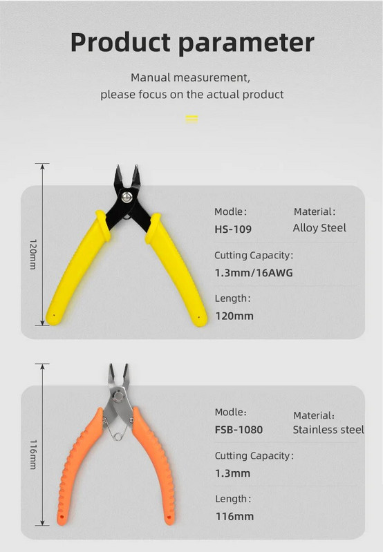 Kliješta za rezanje žice Mini elektronički kabel za podrezivanje Precizni 16AWG alat za skidanje legure čelika Raspon alata 0,2-6MM² Podesivi