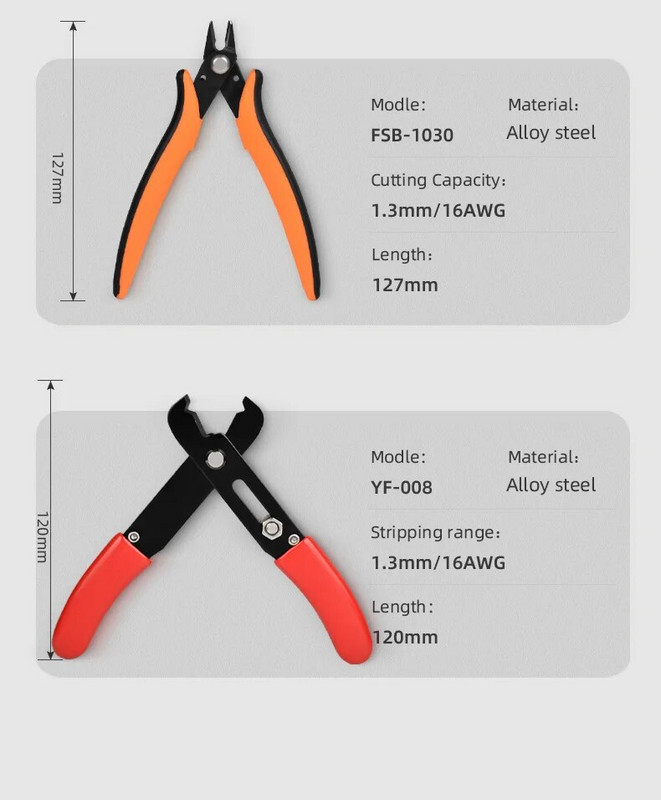 Kliješta za rezanje žice Mini elektronički kabel za podrezivanje Precizni 16AWG alat za skidanje legure čelika Raspon alata 0,2-6MM² Podesivi