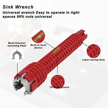 8/5 In 1 Flume Wrench Νεροχύτης Βρύση Υδραυλικά Εργαλεία Νεροχύτης Κουζίνας Αγγλικά βασικά Εργαλεία επισκευής Πολυλειτουργική υδραυλική εγκατάσταση