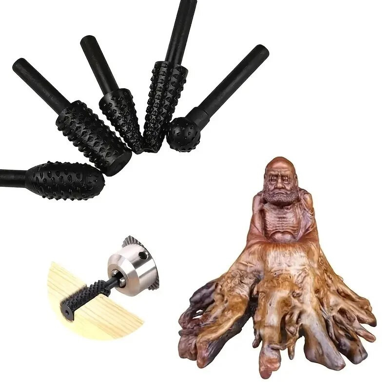 5 kom/set Rotacijske turpije za obradu drveta Glava za brušenje Rotacijska turpija za utiskivanje Alati za rezbarenje drva Svrdla s okruglom drškom Ručni alati