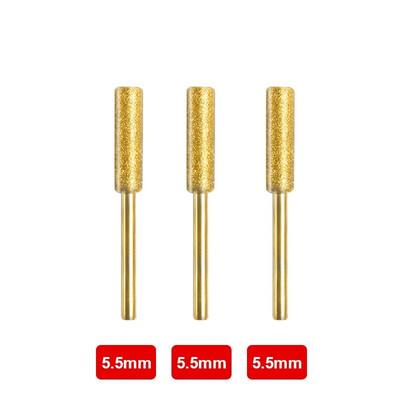 3KOM Oštrilo za motornu pilu, kameno, dijamantno obloženo cilindrično brusno svrdlo Oštrenje lanca pile 4/4,8/55 x 3 mm, brusna glava