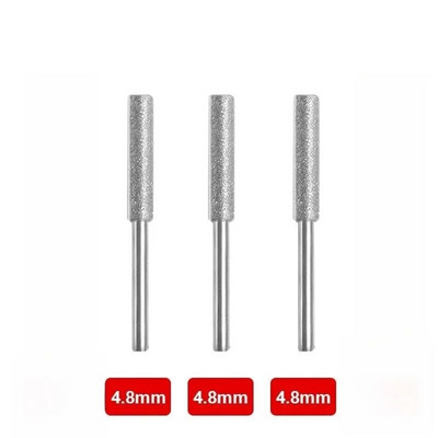 3KOM Oštrilo za motornu pilu, kameno, dijamantno obloženo cilindrično brusno svrdlo Oštrenje lanca pile 4/4,8/55 x 3 mm, brusna glava