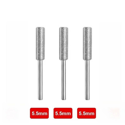 3KOM Oštrilo za motornu pilu, kameno, dijamantno obloženo cilindrično brusno svrdlo Oštrenje lanca pile 4/4,8/55 x 3 mm, brusna glava