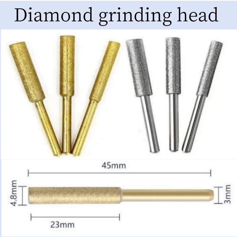 3KOM Oštrilo za motornu pilu, kameno, dijamantno obloženo cilindrično brusno svrdlo Oštrenje lanca pile 4/4,8/55 x 3 mm, brusna glava