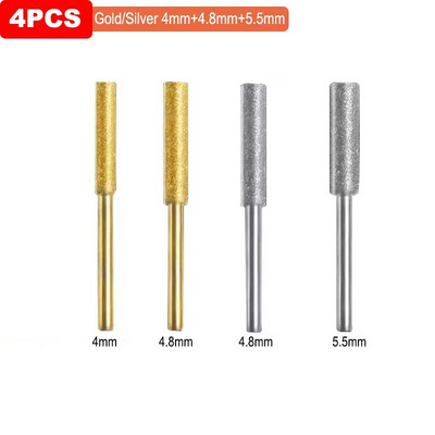 Auksiniu deimantu dengtas cilindrinis 4–5,5 mm grandininių pjūklų galandiklis akmens dildinis grandininio pjūklo galandimas drožyba šlifavimo elektrinių įrankių rinkinys