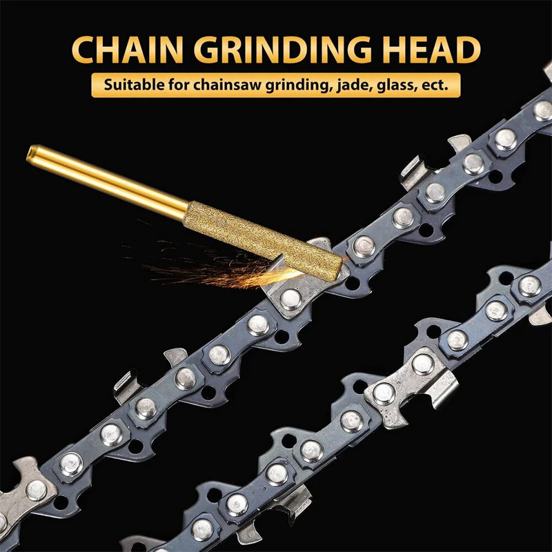 Cilindrični brus obložen zlatnim dijamantom 4-5,5 mm Oštrilo za motornu pilu Kamena turpija Oštrenje lančane pile Rezbarenje Brušenje Komplet električnih alata