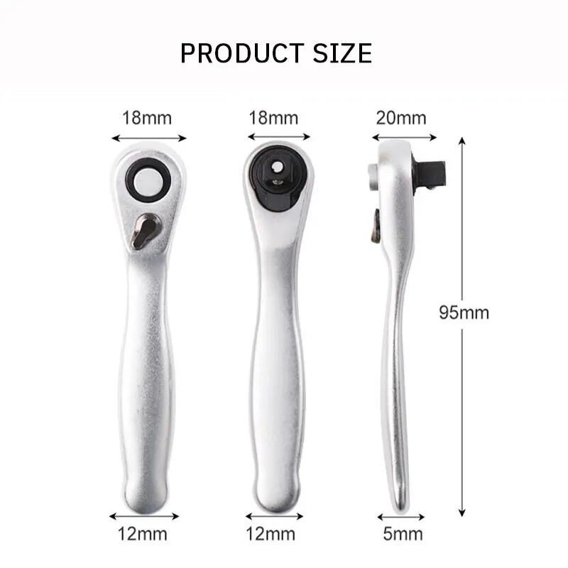 Novi izdržljivi, mini ključ s čegrtaljkom, 72 zuba, visoke tvrdoće, jedan četvrti ključ, brz i uštedu truda, nasadni ključ s čegrtaljkom, 1 kom.