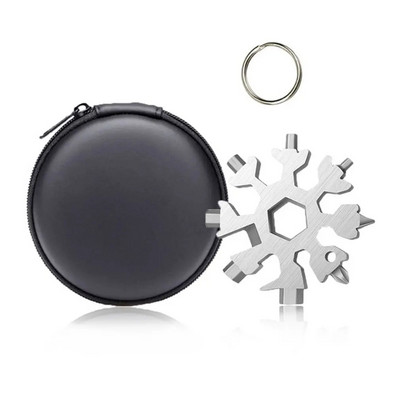 Upgrade 18in1 Instrument multifuncțional pentru fulgi de zăpadă Cutie portabilă de buzunar cu instrumente Cheie cu pandantiv Combinație cu clichet Dispozitiv de măsurare a clemei Instrument de mână util