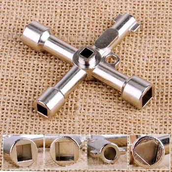 4 Way Universal Cross Triangle Wrench KEY for Train Electrical Elevator Valve Valve Alloy Triangle