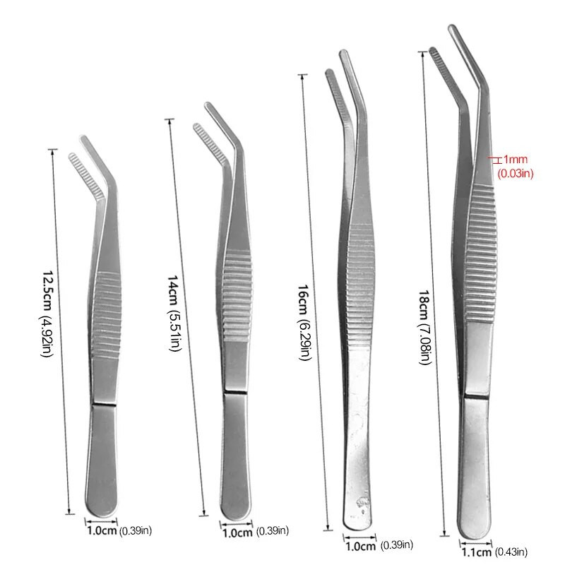 Pinceta od nehrđajućeg čelika Nazubljeni zakrivljeni zubarski instrumenti Precizni medicinski alat DIY Zadebljanje sa zubima