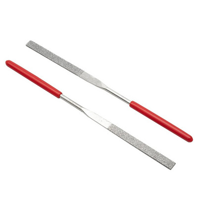 2vnt 3x140 mm mini adatų dildės komplektas deimantinis dildės plokščias metalinis šlifavimo akmuo su plastikine rankena Modelis plokštelinis dildė papuošalų poliravimas