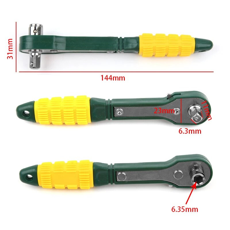 Mini 1/4 odvijač, podesivi ključ s brzom čegrtaljkom, nasadni ključ, alati