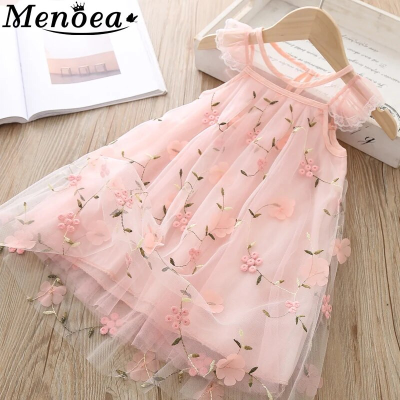 Menoea Dječja rođendanska haljina 2023. Djevojčica Prekrasna haljina princeze Ljetna dječja odjeća za zabave, haljine s vezom