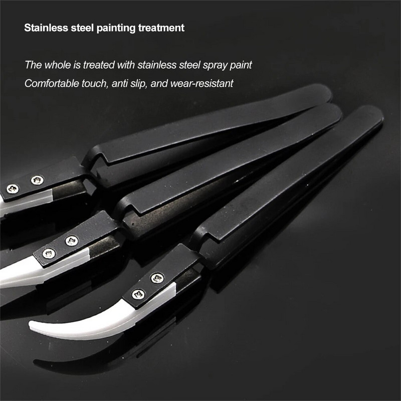 Antistatičke keramičke pincete od nehrđajućeg čelika Industrijske keramičke pincete s izoliranim ravnim/zakrivljenim vrhom Crno-bijele pincete Alati