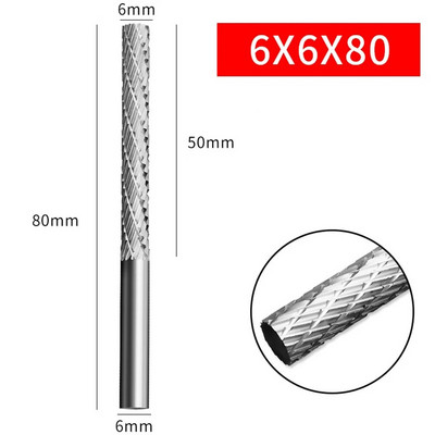 1 kom 6 mm Rotacijska turpija Rotacijska turpija od tvrde legure za rezbarenje drveta Plastika Meki metal Nastavci za graviranje Ručni alat