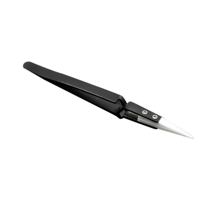 Ravno usmjerena keramička pinceta za lemljenje elektronike s ručkom od nehrđajućeg čelika Crna pinceta Ručni alat Precizna pinceta