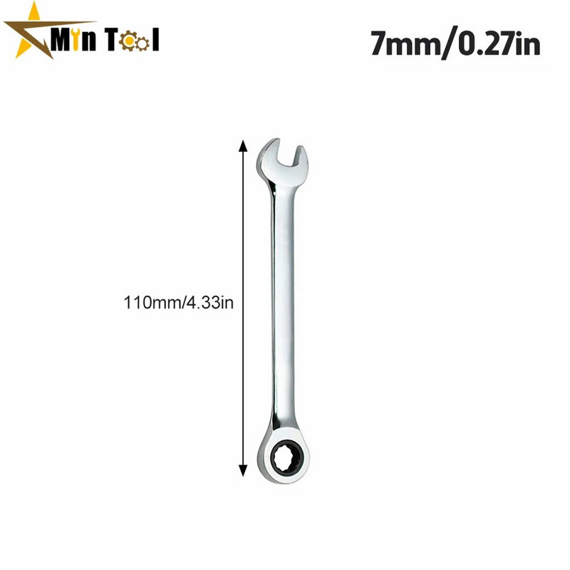 6,7,8,9,10,11,mm Kombinirani ključ s čegrtaljkom Ključevi zupčanika Prsten ručka alata Krom-vanadij Alat za popravak automobila