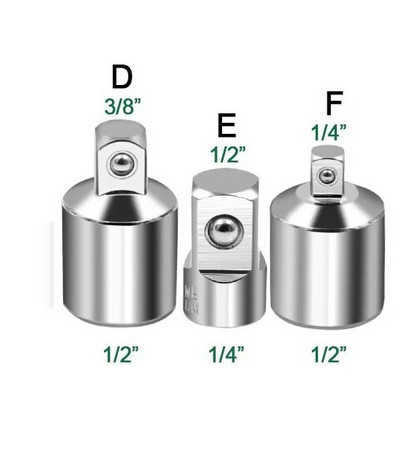 Adapter nasadnog ključa sa čegrtaljkom Adapter ključa sa čegrtaljkom 1/2 velikog zavoja 3/8 srednjeg zavoja 1/4 malog zavoja CR-V krom-vanadij čelik