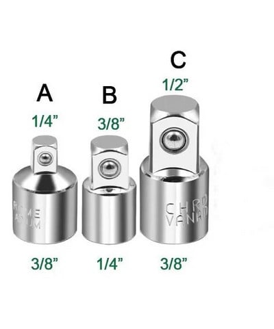 Adapter nasadnog ključa sa čegrtaljkom Adapter ključa sa čegrtaljkom 1/2 velikog zavoja 3/8 srednjeg zavoja 1/4 malog zavoja CR-V krom-vanadij čelik