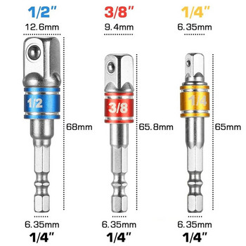 Impact Driver Socket Extension Adapter Extended Converter Power Drill Παξιμάδι εξάγωνο σε υψηλής ταχύτητας Αρσενικό τετράγωνο κλειδί 1/4 3/8 1/2