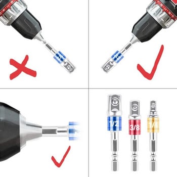 Impact Driver Socket Extension Adapter Extended Converter Power Drill Παξιμάδι εξάγωνο σε υψηλής ταχύτητας Αρσενικό τετράγωνο κλειδί 1/4 3/8 1/2