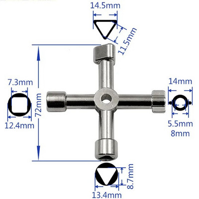 1PC Višenamjenski ključ s križnim prekidačem s priborom Kvadratni trokutasti vlak Električni ormarić Kutija Dizalo Ormarić Legura