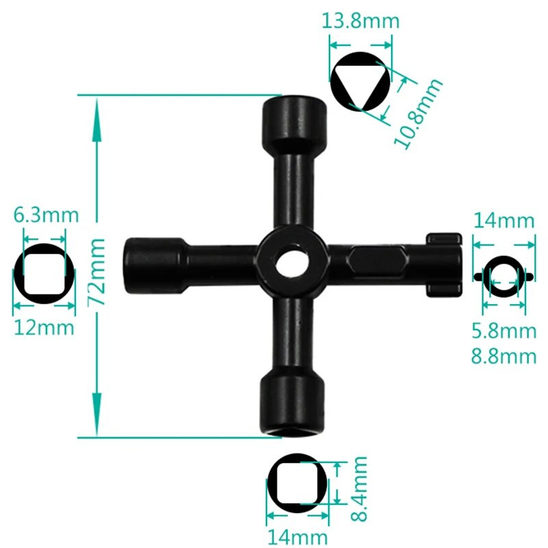 1PC Višenamjenski ključ s križnim prekidačem s priborom Kvadratni trokutasti vlak Električni ormarić Kutija Dizalo Ormarić Legura