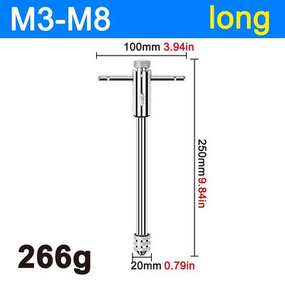 M3-M8 Ključ za ručnu nareznicu s podesivom čegrtaljkom M5-M12 Produženi alat za narezivanje naprijed i nazad Pribor