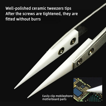 Право насочени керамични пинсети за запояване на електроника с ръчен инструмент от неръждаема стомана Прецизна дръжка за пинсети Пинцети