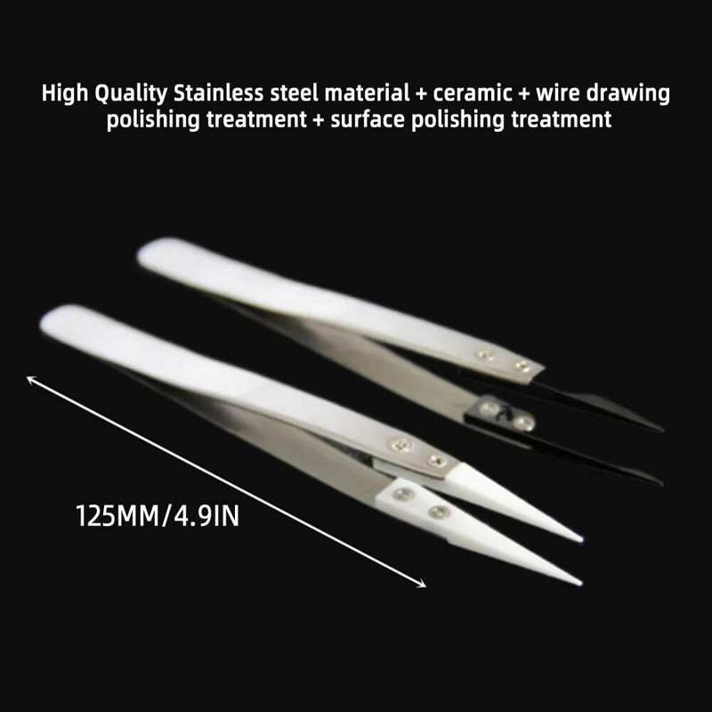 Ravno usmjerena keramička pinceta za lemljenje elektronike s ručnim alatom od nehrđajućeg čelika Precizna pinceta s drškom za pincetu