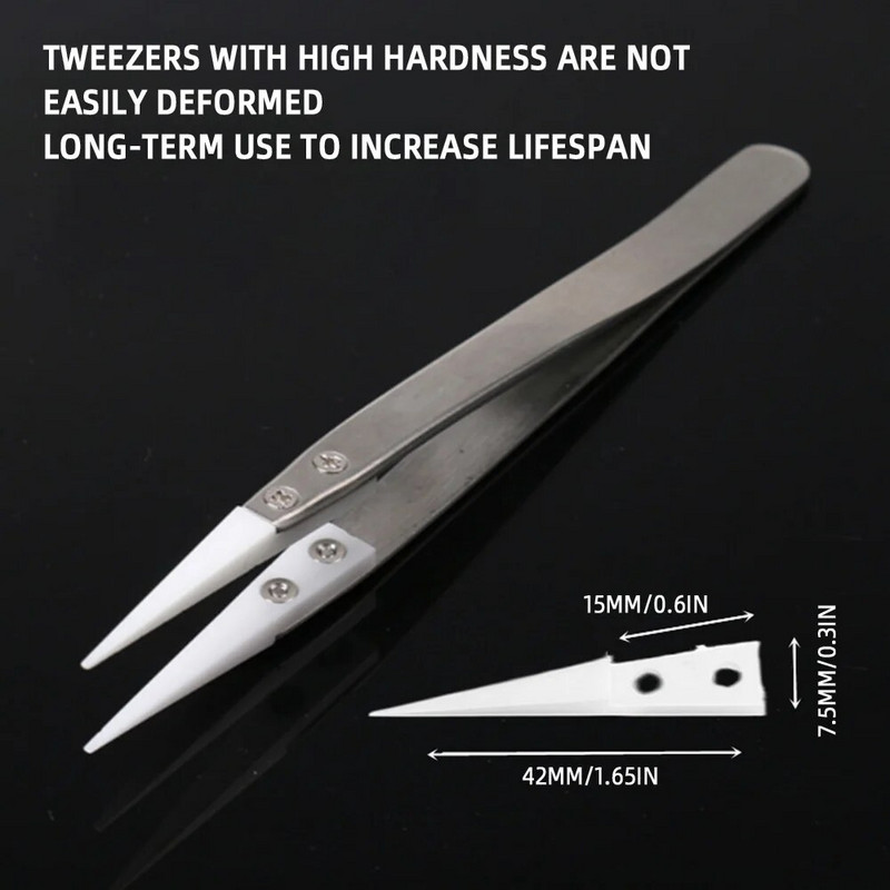 Ravno usmjerena keramička pinceta za lemljenje elektronike s ručnim alatom od nehrđajućeg čelika Precizna pinceta s drškom za pincetu