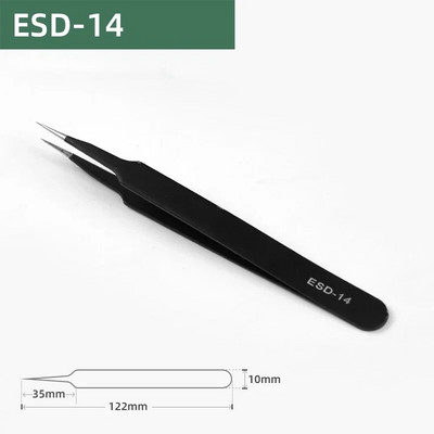 1 τεμ. ESD αντιστατικό τσιμπιδάκι από ανοξείδωτο χάλυβα Precision Maintenance Industrial Repair Curved tool for Home Working Modeling