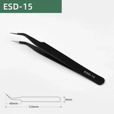 1 τεμ. ESD αντιστατικό τσιμπιδάκι από ανοξείδωτο χάλυβα Precision Maintenance Industrial Repair Curved tool for Home Working Modeling