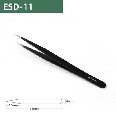 1 τεμ. ESD αντιστατικό τσιμπιδάκι από ανοξείδωτο χάλυβα Precision Maintenance Industrial Repair Curved tool for Home Working Modeling