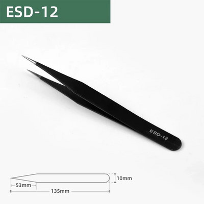 1 τεμ. ESD αντιστατικό τσιμπιδάκι από ανοξείδωτο χάλυβα Precision Maintenance Industrial Repair Curved tool for Home Working Modeling