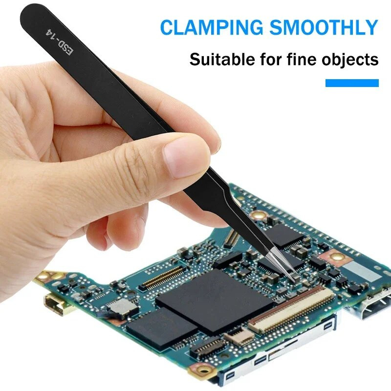 1 τεμ. ESD αντιστατικό τσιμπιδάκι από ανοξείδωτο χάλυβα Precision Maintenance Industrial Repair Curved tool for Home Working Modeling