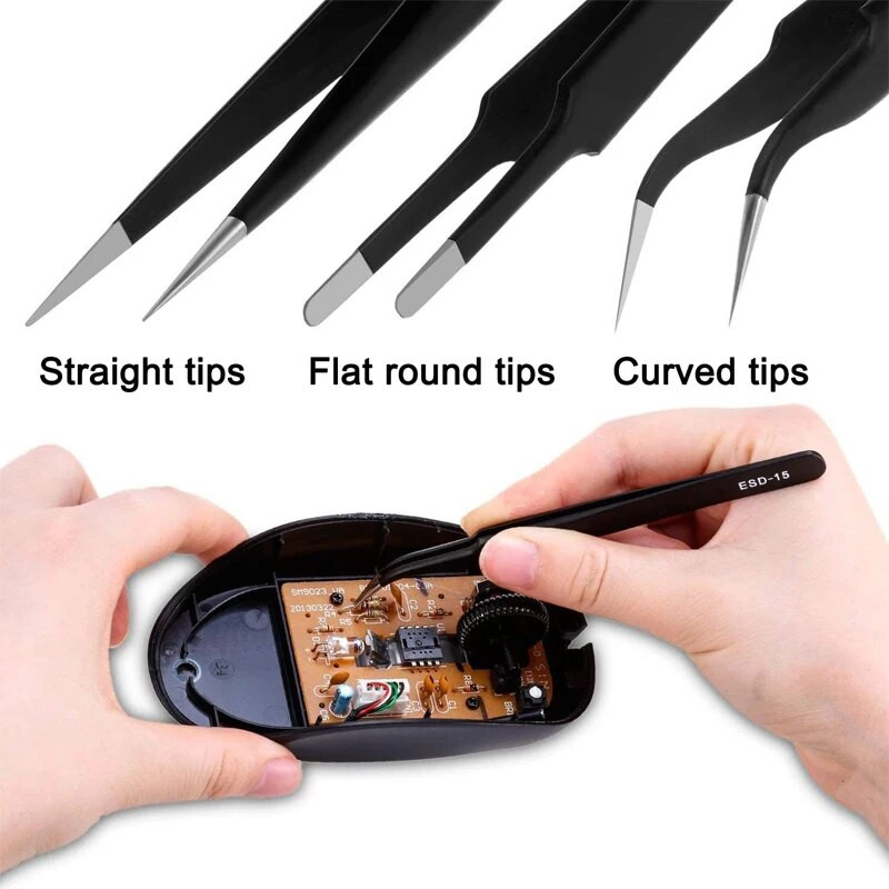 1 τεμ. ESD αντιστατικό τσιμπιδάκι από ανοξείδωτο χάλυβα Precision Maintenance Industrial Repair Curved tool for Home Working Modeling