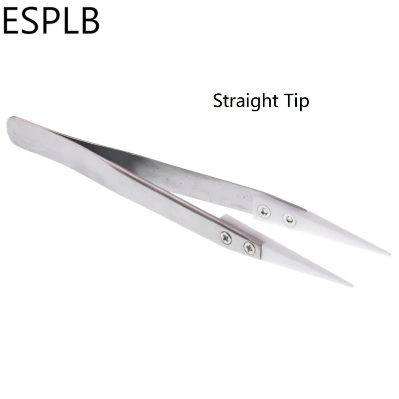 Keramička pinceta Srebrna drška od nehrđajućeg čelika Bijela ravna/zakrivljena keramička pinceta za elektronske cigarete