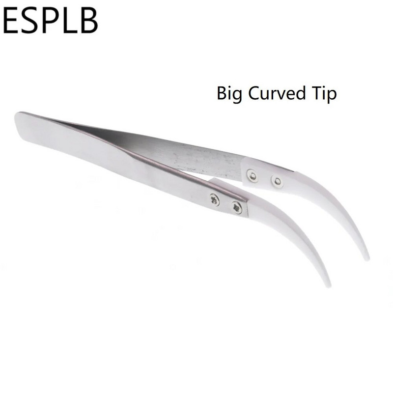 Keramička pinceta Srebrna drška od nehrđajućeg čelika Bijela ravna/zakrivljena keramička pinceta za elektronske cigarete