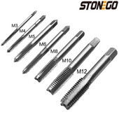 STONEGO 5 DB/7 DB csapágyacél acél kúpos kézi spirálhegyű egyenes hornyos csavarmenet kézi menetfúró M3/M4/M5/M6/M8/M10/M12
