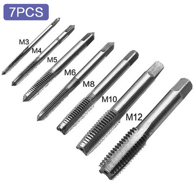 STONEGO 5 DB/7 DB csapágyacél acél kúpos kézi spirálhegyű egyenes hornyos csavarmenet kézi menetfúró M3/M4/M5/M6/M8/M10/M12